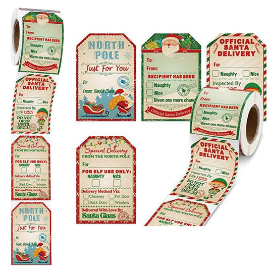 200Sheets Christmas Gift Tag Stickers Vintage Santa Claus Labels Christmas Decoration Stickers Envelope Seals Label Gifts