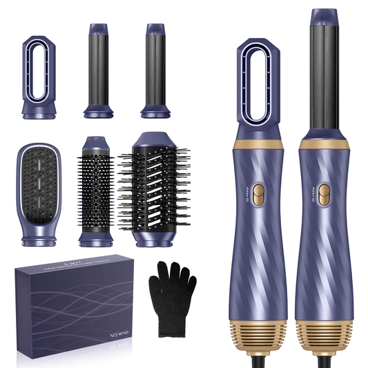 5 in 1 Detachable Blow Dryer, Brush, Negative Ionic Hot Air Brush, Hair Styling Tool Set, Round Hot Air Straightener Brush Volumizer, Thermal Brush, Air Curler Wand